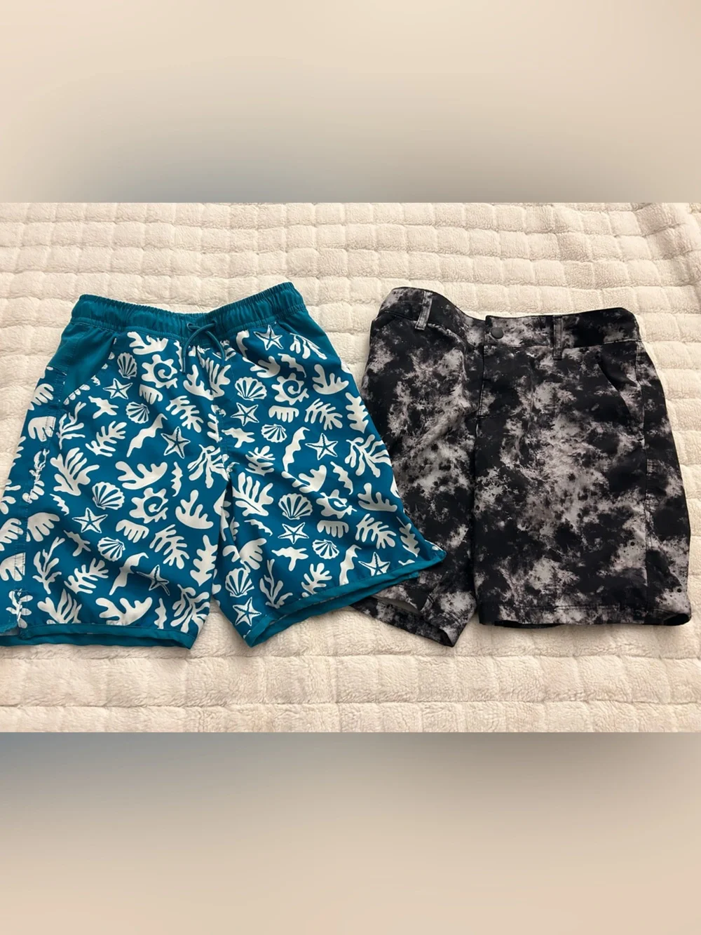 Lands' End Teal Elastic-Waist Swim Shorts plus 2nd pair art class M
